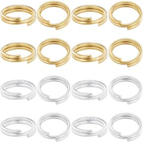 Beebeecraft 1 Box 80pcs قفزة قفزة حلقة 24K و 925 Sterling Silver Loops مزدوجة موصلات معدنية 6 مم لأقراط سوار المجوهرات والحرف اليدوية