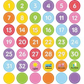 أرقام صف لأرضية الفصول الدراسية - 42 PCS علامات بقعة ألوان زاهية ، ملصقات نقاط للتصنيف لزينة المدرسة