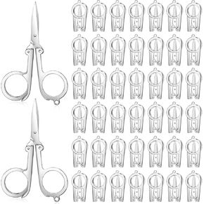 Chumia 50 Pcs Stainless Steel Small Folding Scissors Portable Mini Travel Foldable Pocket Scissors for Craft Office School Outdoors Home Camping Hanging