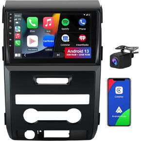 Car Radio Stereo for Ford F150 F-150 2009 2010 2011 2012, 9 inch Touch Screen Android 13 Head Unit 2G+32G with CarPlay/Android Auto SWC GPS WiFi