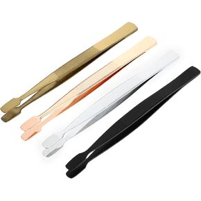 Healifty 4pcs من الفولاذ المقاوم للصدأ مضاد للضادة على عريض الطرف ملقط ختم