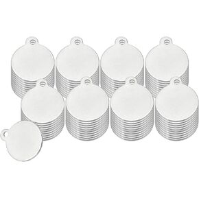 PATIKIL 80 Pcs 1/2 Inch Round Metal Stamping Blanks, Stainless Steel Silver Tone Blank Tags with Hole for Metal Stamping Tag, Jewelry Making, Engraving in Kuwait