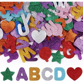 280pcs ملصقات الأبجدية الرغوية البريق-اللصق الذاتي ، A-Z ، 10 ألوان ، لوازم الحرف لمشاريع المدارس وزينة الحفلات