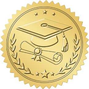 Graduation Stickers 2 Inch Embossed Class of 2025 Stickers 100Pcs Gold Foil Grad Cap and Diplomas Sticker for Envelopes Seals Graduation Announcement Party Favor(Class of 2025)