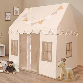 Kids Tent for Girls Boys, 47" x 40" Large Tent for Kids with Star Lights & Mat for Indoor and Outdoor Play, Pink, Age 3+