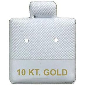 N'icePackaging - 100 Qty 10 KT Gold Imprinted White 1" x 1" Vinyl Puff Pad Earring Cards - for Display & Sales - Clip/Wire/Post Earrings
