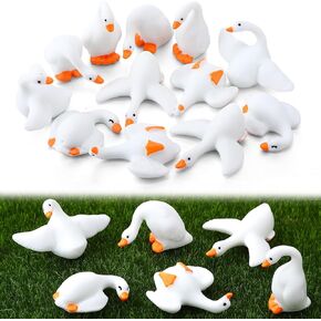 24 PCS MINI Resin Goose التماثيل الصغيرة تماثيل أوزة بيضاء للحديقة الخيالية Terrarium DIY Crafts Decorations (24)