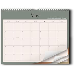 Aesthetic Wall Calendar 2025-2026, 20 Monthly Horizontal Calendar with 12 Colors From May 2025 to December 2026, 11" x 14" Modern Wall Hanging Calendar for School, Home, Office for Monthly Organizing & Planning (Brown)