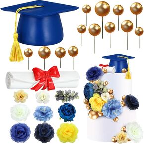 50 Pcs Graduation Cake Cupcake Toppers Cap and Diploma Gold Balls Kit Congrats Grad Cake Decorations for 2025 Master Graduation Party Decorations High School Supplies(Pink) in Saudi Arabia