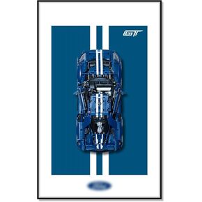 Joodyyoo Display Wall Board for Lego Technic Ford GT 42154 for Lego Car Wall Mount for Lego Car Display,Gift Idea for Lego Enthusiasts,Home Decor(Car Not Included)