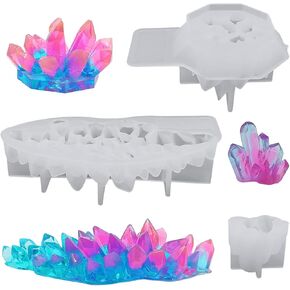 3 Pcs Cluster Crystal Resin Molds, Quartz Rock Epoxy Resin Moulds DIY Art Craft Crystal Stone Silicone Moulds for Resin Casting Jewellery Candle, Soap, Home Decor-3 Size