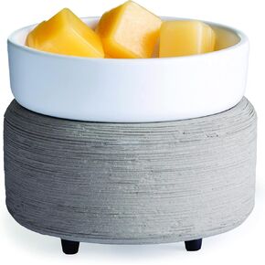 CANDLE WARMERS ETC. 2-in-1 Candle and Fragrance Warmer for Warming Scented Candles or Wax Melts and Tarts with to Freshen Room, Ceramic and Wood