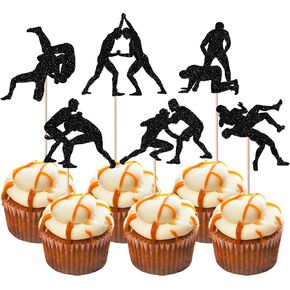 RSSTARXI 24 Pack Dance King Cupcake Topcake Dancers Dancers عيد ميلاد سعيد كب كيك Topcake Forever God Art Dance موضوع كب كيك للاحتفال بزخارف كعكة عيد ميلاد الذكرى السنوية
