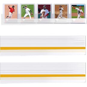 10 Pack PVC Baseball Card Display Case with Self-Adhesive Backing, Wall Mounted Display Rack for Sport Football Softball Trading Card Storage, Hold up to 60 Cards