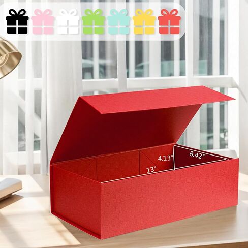 VGOODALL Luxury White Gift Box with Lid, 14x8.7x4.3inches - Magnetic Closure, Ribbon & Greeting Card for Birthdays, Graduation, Weddings in Saudi Arabia