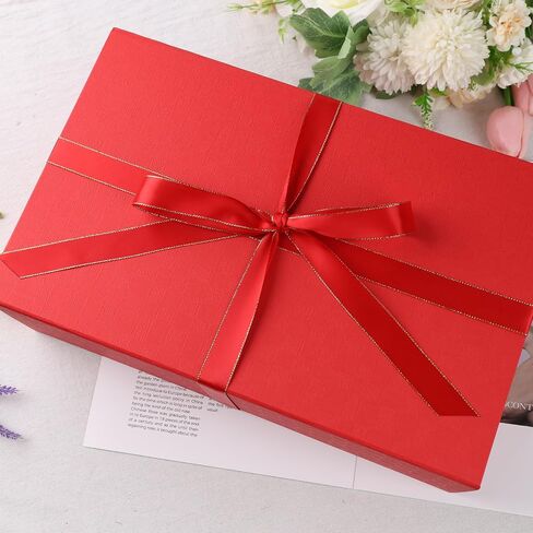 VGOODALL Luxury White Gift Box with Lid, 14x8.7x4.3inches - Magnetic Closure, Ribbon & Greeting Card for Birthdays, Graduation, Weddings in Saudi Arabia