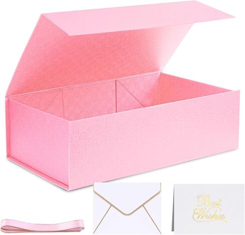 VGOODALL Luxury White Gift Box with Lid, 14x8.7x4.3inches - Magnetic Closure, Ribbon & Greeting Card for Birthdays, Graduation, Weddings in Saudi Arabia