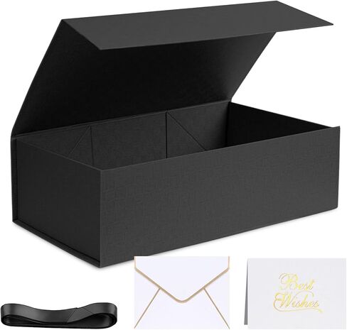 صندوق هدايا بيضاء فاخرة فاخرة مع غطاء ، 14 × 8.7x4.3 بوصة - الإغلاق المغناطيسي ، شريط الشريط والترحيب لأعياد الميلاد ، التخرج ، حفلات الزفاف in Kuwait