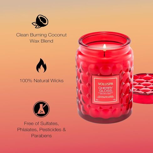 Voluspa Gilt Pomander and Hinoki Candle | 18 Oz | Large Glass Jar with Matching Glass Lid | Holiday Scent | All Natural Wicks and Coconut Wax for Clean Burning in Saudi Arabia