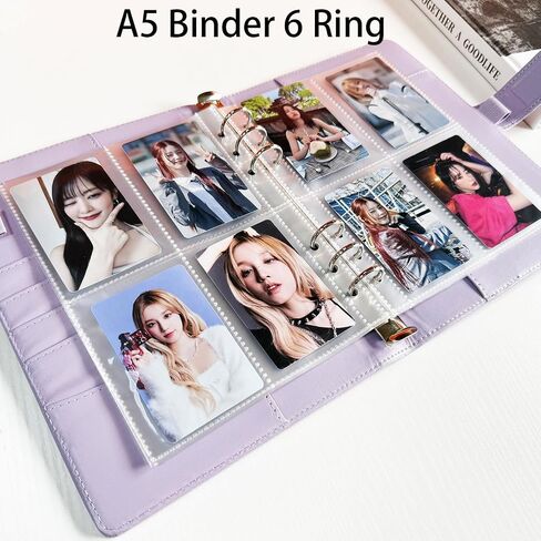 A5 Kpop Photocard Binder, 6 Ring Binder Collector’s Album with 240 Card Slots, PU Leather Cover for Organizing K-Pop, Trading Cards, Game Cards & Memorabilia (Blue) in Kuwait