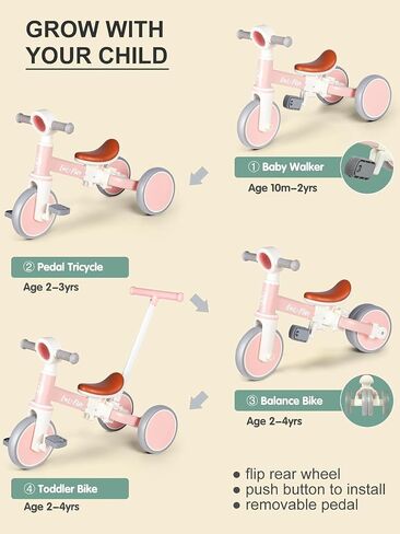 LOL-FUN TRICECY للعب الأطفال الصغار 1-3 سنوات ركوب لعبة ، 5 في 1 Baby Balance Bike Boys 2 Year in Kuwait
