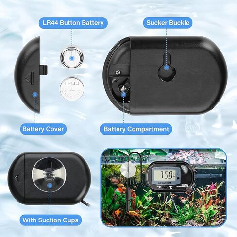 Simple Deluxe 150W 2-Pack Ceramic Heat Emitter Reptile Heat Bulb No Light, LCD Digital Aquarium Thermometer, for Reptile Amphibian, 2 Pack + Thermometer, Green in Saudi Arabia