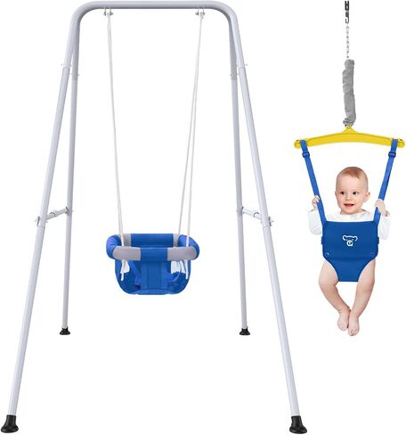2 in 1 Baby Jumper with Swing, Baby Swing Indoor and Outdoor Use, Baby Jumpers and Bouncers, Toddler Swing with Foldable Stand in Saudi Arabia