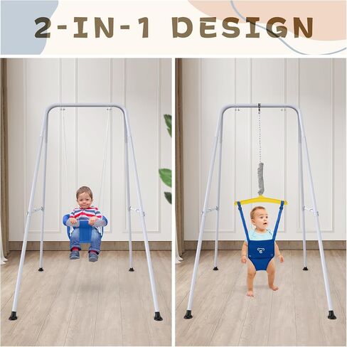 2 in 1 Baby Jumper with Swing, Baby Swing Indoor and Outdoor Use, Baby Jumpers and Bouncers, Toddler Swing with Foldable Stand in Saudi Arabia