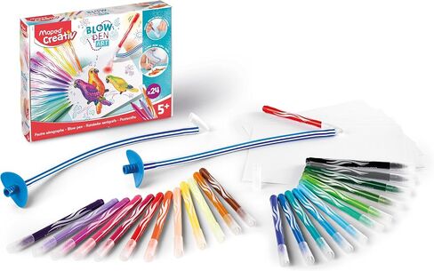 Maped Creativ Blow Art Kit - 24x Felt Tip Pens and 2x Airbrush Tools - Children's Craft Art Kit in Saudi Arabia