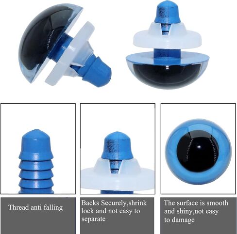 ARTCXC 1Box(20Pcs) 24mm Large Blue Plastic Safety Eyes Craft Eyes with Washers for Doll, Puppet, Plush Animal DIY Making in Saudi Arabia