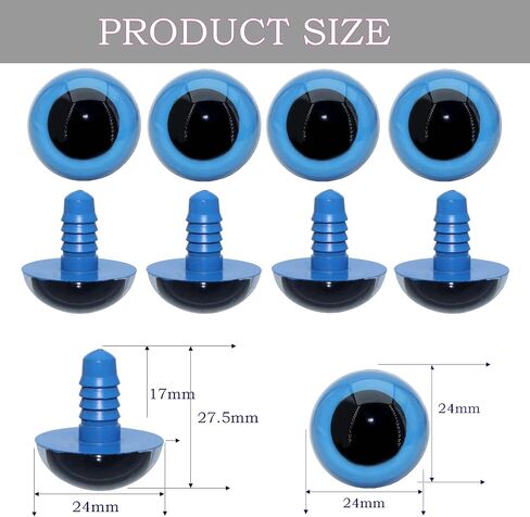 ARTCXC 1Box(20Pcs) 24mm Large Blue Plastic Safety Eyes Craft Eyes with Washers for Doll, Puppet, Plush Animal DIY Making in Saudi Arabia