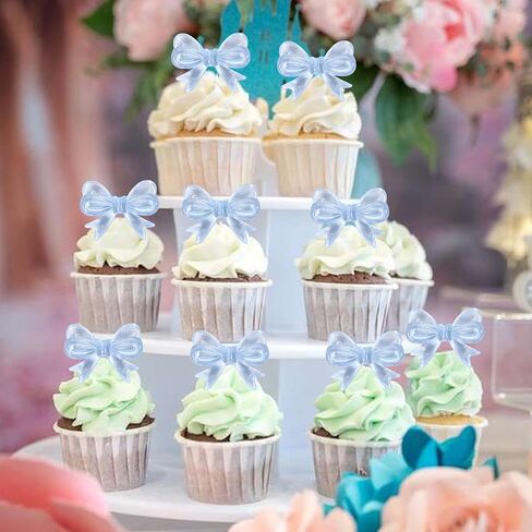 30 pcs cupcake topcake toppers bowknot cake toppers bow cupcake chicks bowknot birth in Kuwait