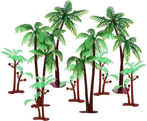Rsstarxi 10 Pack Palm Tree Cake Topper Plastic Green Palm Tree Coconuts Cupcake Toppers Summer Beach Theme Palm Tree Decorations for Hawaii Baby Shower Birthday Party Cake Decorations in Kuwait