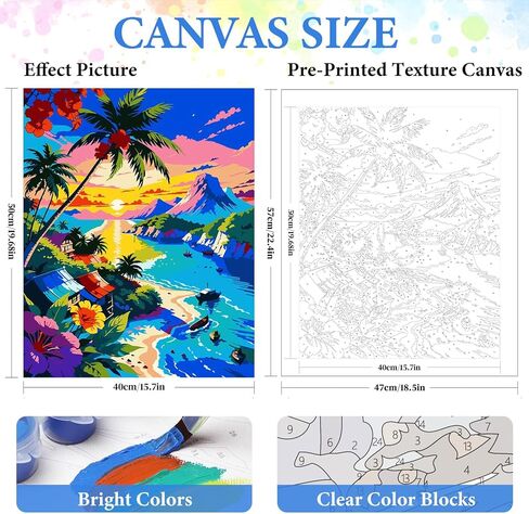 QUITEDEW Paint by Numbers Kit for Adults Beach,Paint by Number for Adults,DIY Oil Painting Gifts Arts Crafts for Home Decor 16x20 Inch(Landscape) in Kuwait