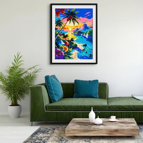 QUITEDEW Paint by Numbers Kit for Adults Beach,Paint by Number for Adults,DIY Oil Painting Gifts Arts Crafts for Home Decor 16x20 Inch(Landscape) in Kuwait