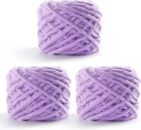 3 Pack Chunky Chenille Yarn for Crocheting - Blanket Thick Yarn for Crochet Amigurumi/Home Decor - Baby Plush Amigurumi Yarn Total Length 222 Yds (Milky White) in Kuwait