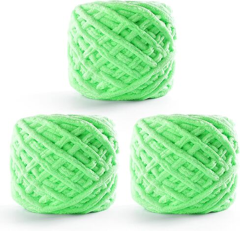 3 Pack Chunky Chenille Yarn for Crocheting - Blanket Thick Yarn for Crochet Amigurumi/Home Decor - Baby Plush Amigurumi Yarn Total Length 222 Yds (Milky White) in Kuwait