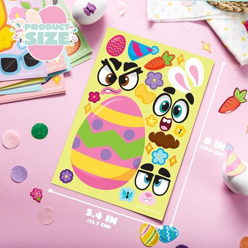 JOYIN 24 PCS Easter Mix and Match Make a Face Animal Stickers with Easter Egg Themed Pig, Bunny, Chicken, Cow, Sheep, Duck Party Favor Supplies, Art and Craft in Saudi Arabia