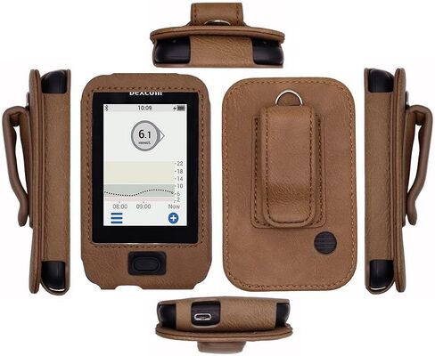 حقيبة جلدية ملائمة مع واقي شاشة (تتضمن حلقة تسلق وحبل قصير) لجهاز استقبال Dexcom G6 CGM (أحمر) in Saudi Arabia