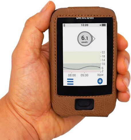حقيبة جلدية ملائمة مع واقي شاشة (تتضمن حلقة تسلق وحبل قصير) لجهاز استقبال Dexcom G6 CGM (أحمر) in Saudi Arabia