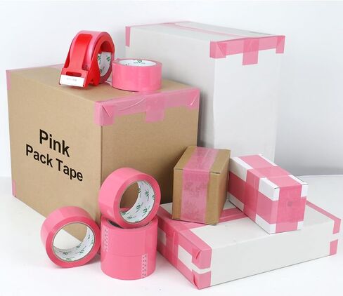 BOMEI PACK Pink Packing Tape with Dispenser, 2.6 Mil 1.88 Inch x 60 Yards, 6 Refills Rolls Pink Box Tape for Moving, Shipping and Packaging in Kuwait