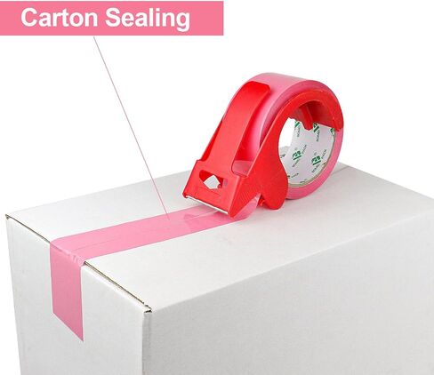 BOMEI PACK Pink Packing Tape with Dispenser, 2.6 Mil 1.88 Inch x 60 Yards, 6 Refills Rolls Pink Box Tape for Moving, Shipping and Packaging in Kuwait
