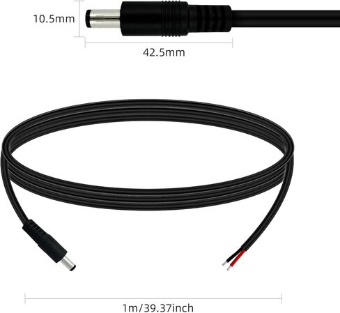DC5.5x2.5mm Single Female DC Power Cord for IP Camera CCTV Surveillance Camera LED Strip Light DVR Router (3.3ft Single Female-2pcs) in Kuwait