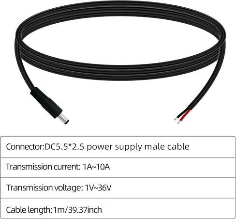 DC5.5x2.5mm Single Female DC Power Cord for IP Camera CCTV Surveillance Camera LED Strip Light DVR Router (3.3ft Single Female-2pcs) in Kuwait