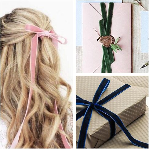 Abbaoww 10 Yards Hot Pink Velvet Ribbon 3/8 Inch Single Face Velvet Ribbon for Christmas Wreath Decoration Gift Wrapping DIY Project Bow Making (Hot Pink, 3/8 Inch) in Kuwait