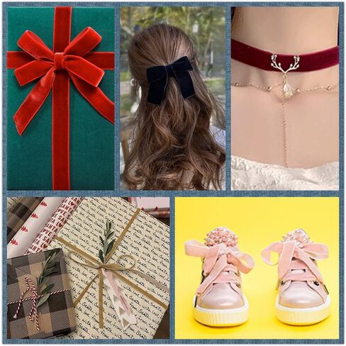 Abbaoww 10 Yards Hot Pink Velvet Ribbon 3/8 Inch Single Face Velvet Ribbon for Christmas Wreath Decoration Gift Wrapping DIY Project Bow Making (Hot Pink, 3/8 Inch) in Kuwait