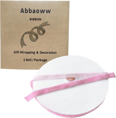 Abbaoww 10 Yards Hot Pink Velvet Ribbon 3/8 Inch Single Face Velvet Ribbon for Christmas Wreath Decoration Gift Wrapping DIY Project Bow Making (Hot Pink, 3/8 Inch) in Kuwait