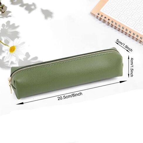 Pencil Case, Leather Comestic Bag Makeup Case with Zipper Pencil Pouch Office Organizer Box for Adlut (Pink) in Kuwait