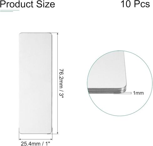MECCANIXITY 10 Pack 2x 3/4 inch Metal Engraving Blank Stainless Steel Blank Metal Blank Tags Stamping Metal Stamping in Kuwait