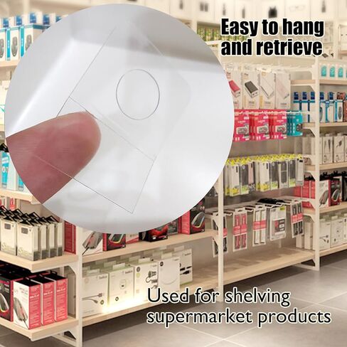 100 Pack Clear Adhesive Hanging Tabs, Heavy Duty Hang Tags, Sticky Tabs, Transparent Hanging Tag for Retail Displays, Wall (Slot Hole, 100) in Kuwait